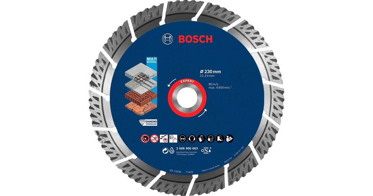Expert 230mm 22,23mm Ø Bohrung Professional Diamanttrennscheibe MultiMaterial, Bosch