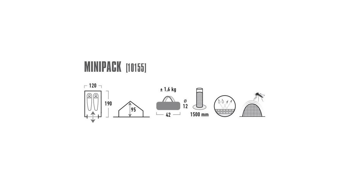 Hauszelt Minipack High 2P Peak blau/grau