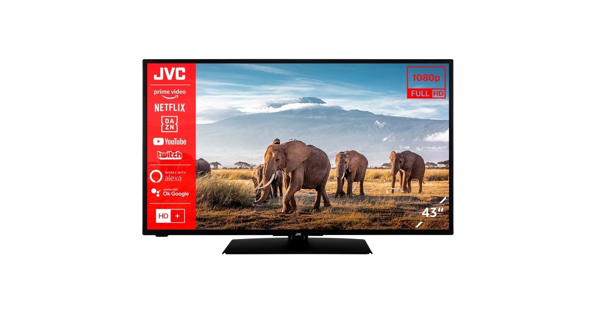 JVC LT-43VF5156, LED-Fernseher 108 schwarz, SmartTV FullHD, Triple (43 Zoll), Tuner, cm