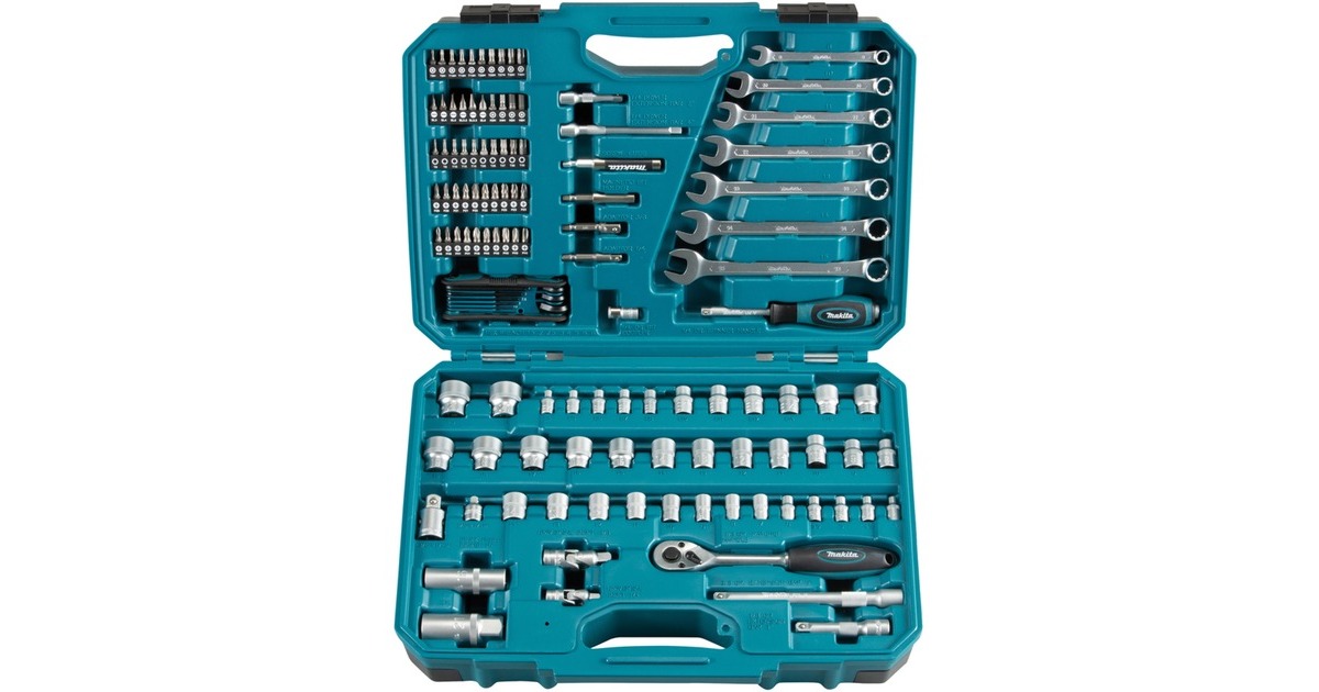 Makita Handwerkzeug-Set E-06616, 120-teilig inkl. Umschalt-Knarre 3/8,  Koffer