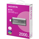 ADATA External SSD SC750 2 TB, Externe SSD titan, USB-C 3.2 Gen 2 (10 Gbit/s)