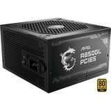 MSI MAG A850GL PCIE5, PC-Netzteil schwarz, 1x 12VHPWR, 4x PCIe, Kabelmanagement, 850 Watt