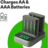 GP Batteries 2x USB Akkuladegerät M452, 8 Ladeslots, inkl. Docking Station D851 grau, inkl. 8x GP Akkus AA 2.600mAh