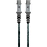 goobay USB-C Schnellladeset, PD, 65 Watt, USB-C Textilkabel, Ladegerät schwarz, 1x USB-C PD, 1 Meter Kabel