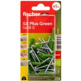 fischer Dübel SX Plus Green 5x25 S K grün, 20 Stück, mit Schraube