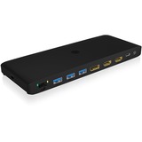 ICY BOX IB-DK2416-C, Dockingstation schwarz, USB-C, HDMI, DisplayPort, Kartenleser, USB-A, Gigabit LAN