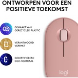 Logitech Pebble Mouse 2 M350s, Maus rosa, Bluetooth, für Windows/macOS/iPadOS/Android/ChromeOS/Linux