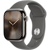 Apple Watch Series 10, Smartwatch Titan Natur, Titangehäuse, 42 mm, Sportarmband steingrau M/L, Cellular