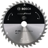 Bosch Kreissägeblatt Standard for Wood, Ø 165mm, 36Z Bohrung 20mm, für Akku-Handkreissägen