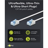 goobay Ultraflexibles Cat.6a Patchkabel slim, U/FTP weiß, 3 Meter, extrakurze Stecker