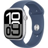 Apple Watch Series 10, Smartwatch silber, Aluminium, 46 mm, Sportarmband Denim S/M, Cellular