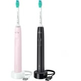 Philips Sonicare 3100 Series HX3675/15, Elektrische Zahnbürste schwarz/rosa, 2x Elektrische Schallzahnbürsten - Schwarz/Rosa