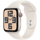 Apple Watch SE, Smartwatch champagner, Aluminium, 44 mm, Sportarmband Polarstern S/M, Cellular