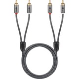 goobay Plus Stereo-Cinchkabel schwarz/silber, 3 Meter