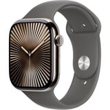 Apple Watch Series 10, Smartwatch Titan Natur, Titangehäuse, 46 mm, Sportarmband steingrau M/L, Cellular