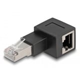 DeLOCK Adapter RJ-45 Stecker > RJ-45 Buchse, Cat.6a schwarz, 90° nach rechts gewinkelt