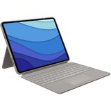 Logitech Combo Touch für iPad Pro 12 5/6 Gen. 920-010216, Tastatur hellbeige, DE-Layout, Scherenmechanik, für iPad Pro 12,9" (5. und 6. Generation)