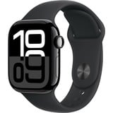 Apple Watch Series 10, Smartwatch schwarz (glänzend), Aluminium, 42 mm, Sportarmband schwarz S/M, Cellular