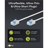 goobay Ultraflexibles Cat.6a Patchkabel slim, U/UTP weiß, 0,5 Meter, extrakurze Stecker