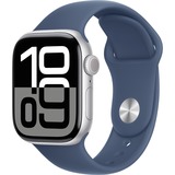 Apple Watch Series 10, Smartwatch silber, Aluminium, 42 mm, Sportarmband Denim M/L