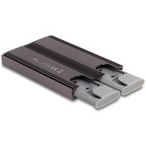 DeLOCK Externes USB Type-C Dual Combo Gehäuse für 2 x M.2 N, Laufwerksgehäuse grau