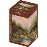 Schmidt Spiele Holzpuzzle Thomas Kinkade Studios: Bergkulisse mit Bach 1000 Teile