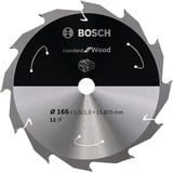 Bosch Kreissägeblatt Standard for Wood, Ø 165mm, 12Z Bohrung 15,875mm, für Akku-Handkreissägen