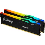 Kingston FURY DIMM 32 GB DDR5-6000 (2x 16 GB) Dual-Kit, Arbeitsspeicher schwarz, KF560C36BBE2AK2-32, FURY Beast RGB, INTEL XMP