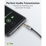 goobay Plus Audio Verbindungskabel AUX 3,5mm stereo schwarz/silber, 0,5 Meter