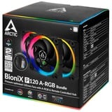 ARCTIC BioniX P120 A-RGB, Gehäuselüfter schwarz, 3er Pack inkl. Controller und Fernbedienung, 120 mm