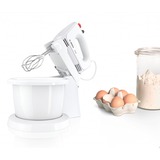 Bosch Handmixer CleverMixx MFQ2600W weiß/rot, 375 Watt, mit Schüssel und Geräteständer