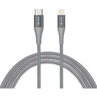 Nevox USB 2.0 Adapterkabel, USB-C Stecker > Lightning Stecker silber/grau, 2 Meter, PD, gesleevt