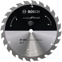 Bosch Kreissägeblatt Standard for Wood, Ø 165mm, 24Z Bohrung 10mm, für Akku-Handkreissägen