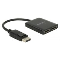 DeLOCK DisplayPort Splitter 1.4 > 2x HDMI MST schwarz, 20cm Kabel