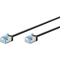 goobay Ultraflexibles Cat.6a Patchkabel slim, U/FTP schwarz, 5 Meter, extrakurze Stecker