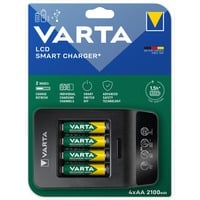 VARTA LCD Smart Charger+, Ladegerät inkl. 4x Mignon, AA, 2100 mAh