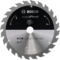 Bosch Kreissägeblatt Standard for Wood, Ø 136mm, 24Z Bohrung 15,875mm, für Akku-Handkreissägen