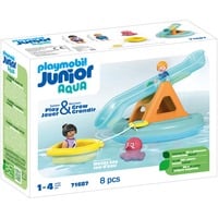 PLAYMOBIL 71687 Junior Aqua: Badeinsel mit Wasserrutsche, Konstruktionsspielzeug 