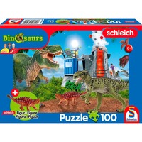 Schmidt Spiele Schleich: Dinosaurs – Dinosaurier der Urzeit, Puzzle 100 Teile, inkl. Schleich Saichania mini Figur