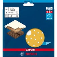 Bosch Expert C470 Schleifblatt-Set, Ø 150mm, K60 / 120 / 240 Multilochung 6-teilig, für Exzenterschleifer