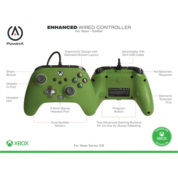 Powera Enhanced Wired Controller For Xbox Series X S Gamepad Olivgrün