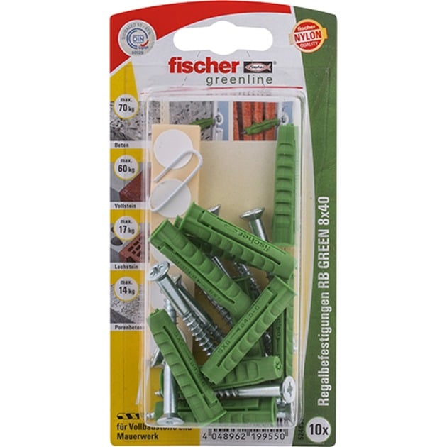 Image of Alternate - Regalbefestigung RB GREEN 8x40 K, Dübel online einkaufen bei Alternate